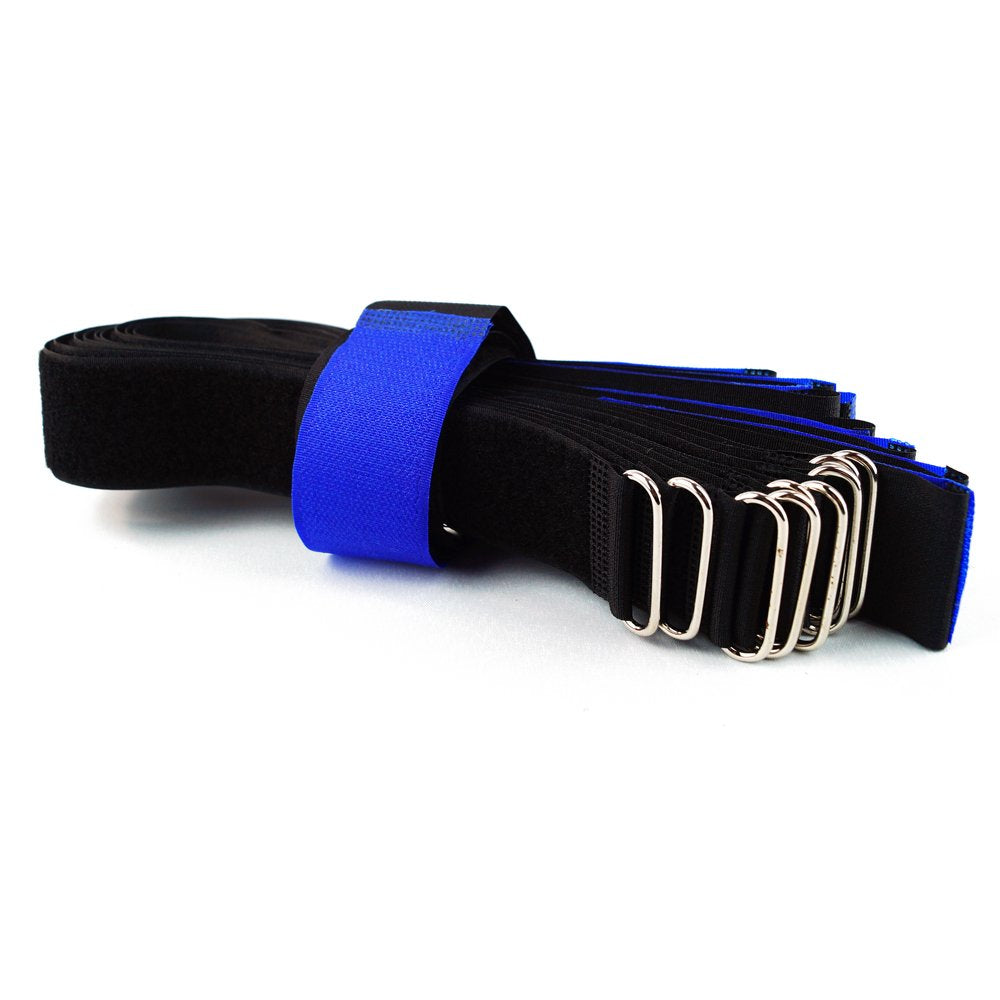 10 x Klettkabelbinder Metallöse - Haken/Flausch auf GLEICHER SEITE! - 60 cm blau/Kabelmanagement für