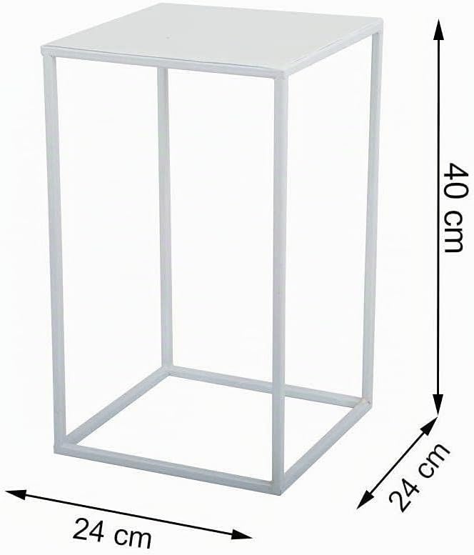 HowHomely Blumenständer Metall Weiss 40 cm Hoch - Solider und Robuster Blumenhocker Metall - Pflanze