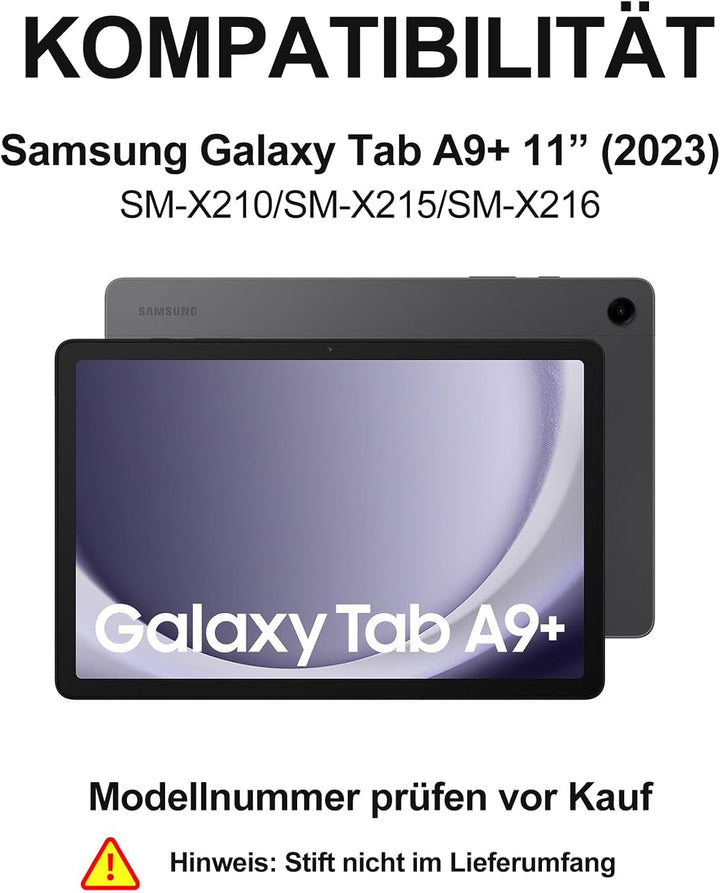 Premium Tastatur Hülle für Samsung Galaxy Tab A9+ 11 Zoll (2023, SM-X210/X215/X216) - Deutsches QWER