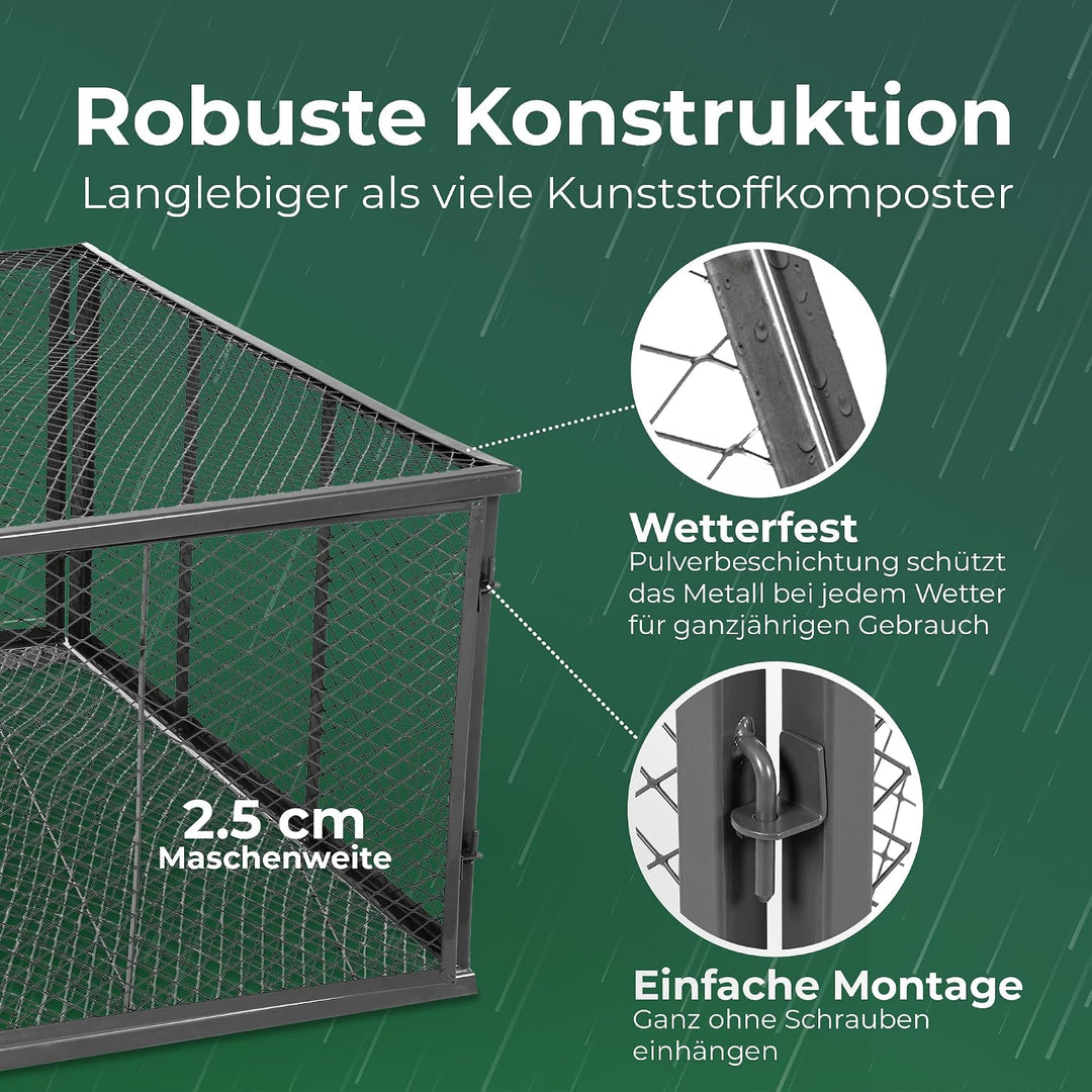 Novatool Garten-Komposter Metall 100x100x50 cm, mit erweiterbarem Stecksytem, pulverbeschichteter Me