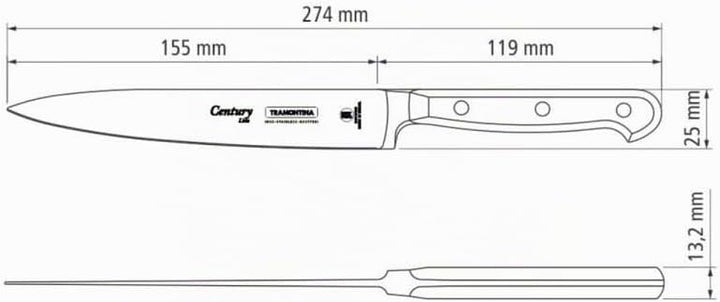Tramontina CENTURY Messer, rostfreier Edelstahl, NSF (Zubereitungsmesser 15 cm) 24010-106, Zubereitu