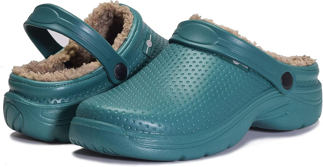 Damen Herren Lined Clogs Winter Hausschuhe Gefüttert Pantoletten Gartenschuhe Wärme Pantoffeln Wasse