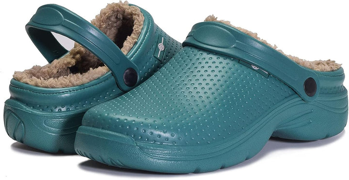 Damen Herren Lined Clogs Winter Hausschuhe Gefüttert Pantoletten Gartenschuhe Wärme Pantoffeln Wasse