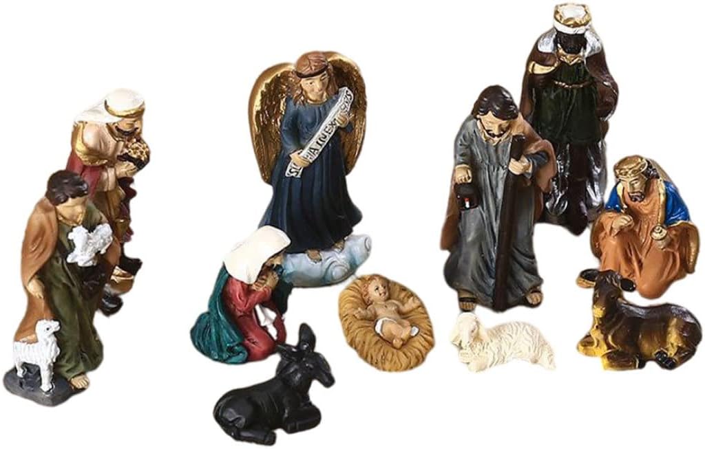 Krippe Miniaturfiguren Weihnachtsfestigungen Mini Inspirierende Harzschmuck Weihnachtsgebättlichkeit