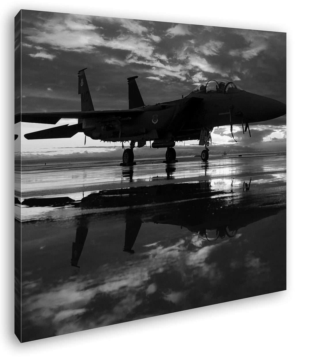 deyoli Kampfjet Format: 70x70 Effekt: Schwarz&Weiss als Leinwandbild, Motiv fertig gerahmt auf Echth