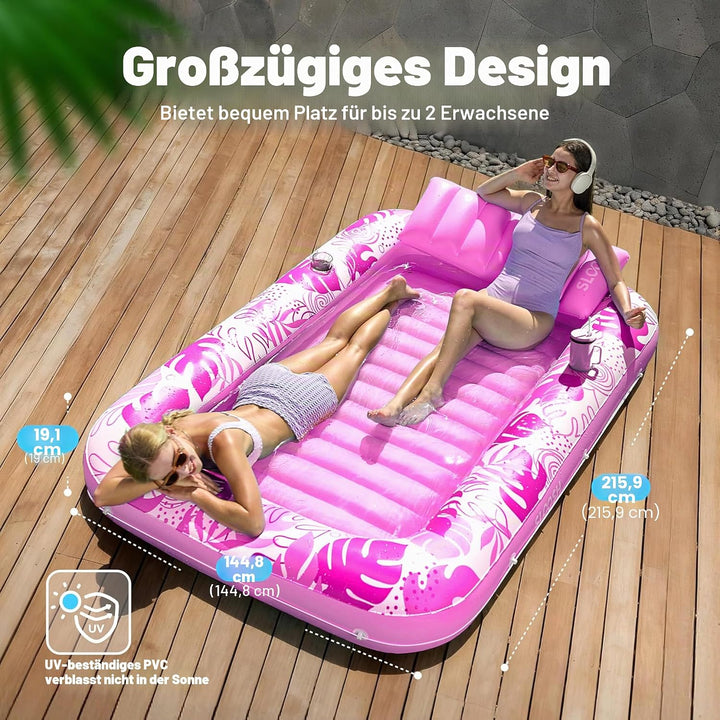 SLOOSH Aufblasbare Tanning Pool, 70" x 46"/ 85" x 57" Grosse aufblasbarer Luftmatratze für Erwachsen