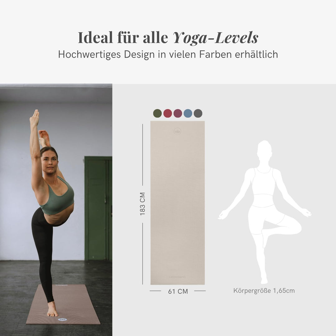 LOTUSCRAFTS® Yoga Matte MUDRA STUDIO [5mm Dicke] 183x61cm- 1,2kg leicht - Yogamatte rutschfest schad