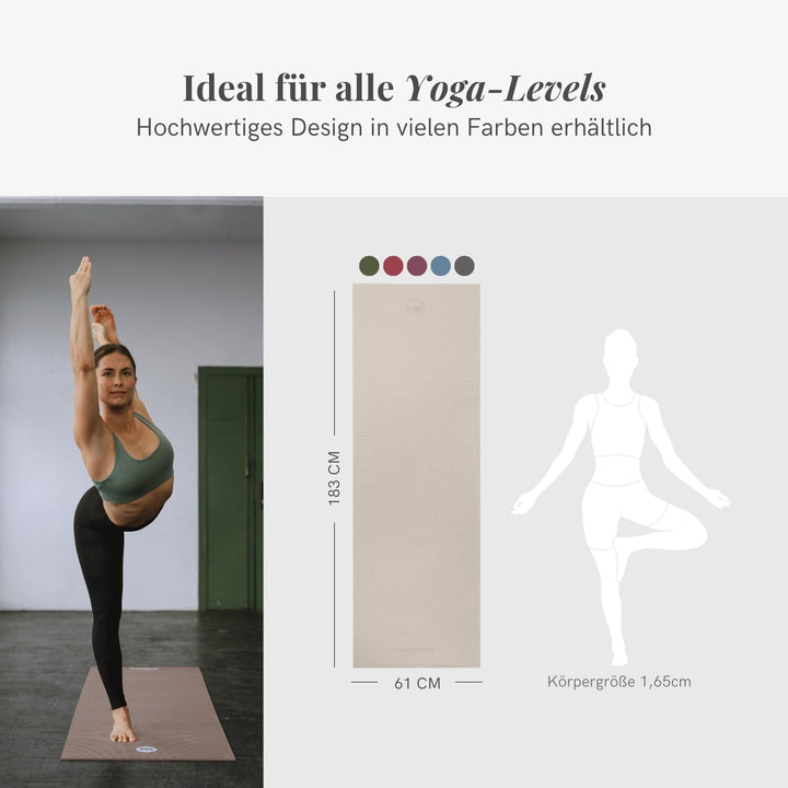 LOTUSCRAFTS® Yoga Matte MUDRA STUDIO [5mm Dicke] 183x61cm- 1,2kg leicht - Yogamatte rutschfest schad