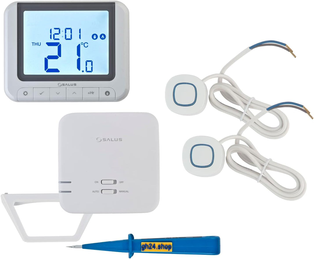 Heizung Einzelraumregelung Digitaler Funk Raumthermostat mit Empfänger und 2X Stellantrieb