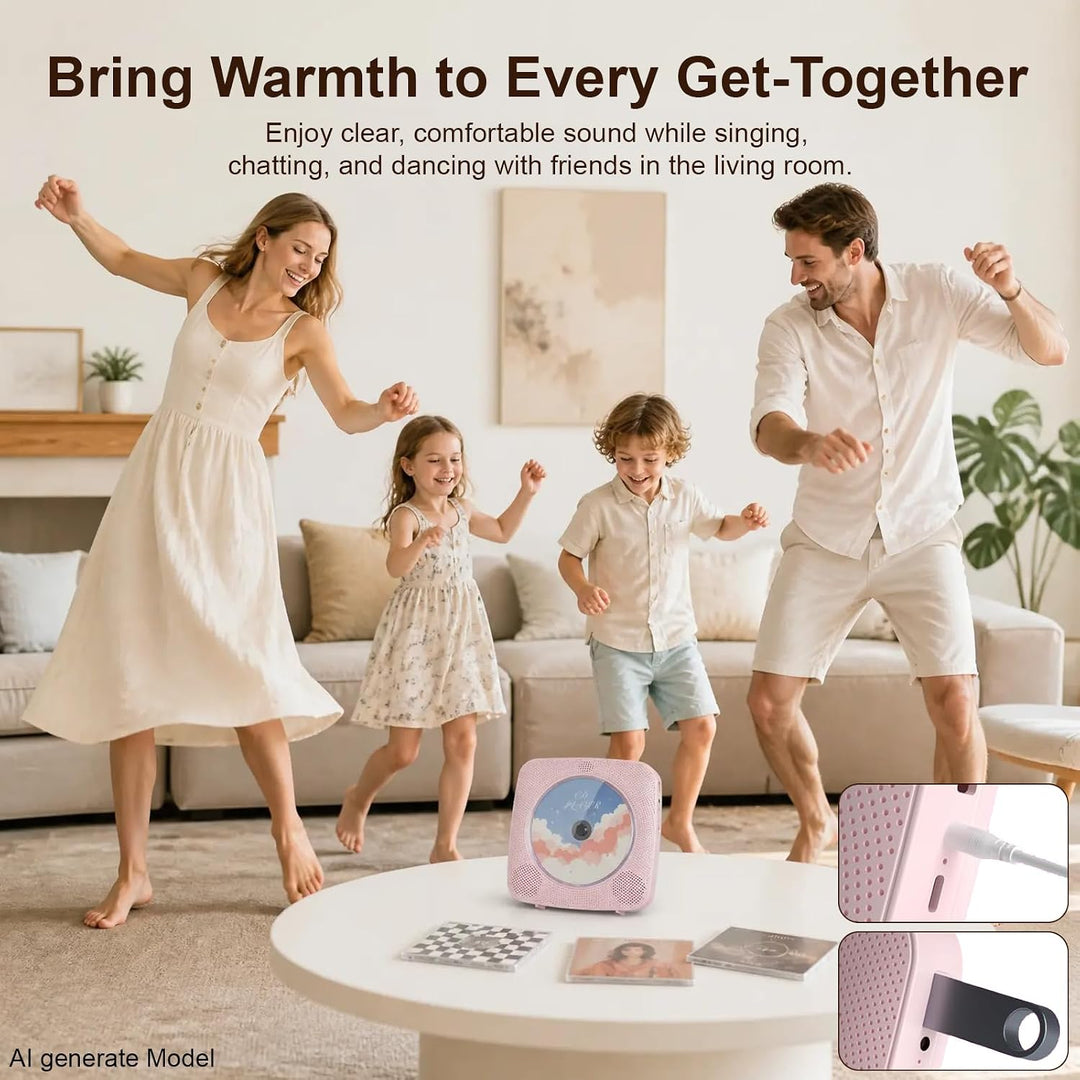 Gueray Desktop CD Player Bluetooth CD-Spieler mit Lautsprechern für Zuhause 1800mAh Tragbarer CD-Pla
