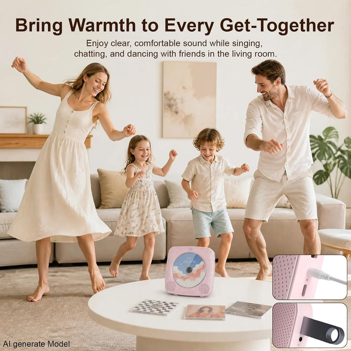 Gueray Desktop CD Player Bluetooth CD-Spieler mit Lautsprechern für Zuhause 1800mAh Tragbarer CD-Pla