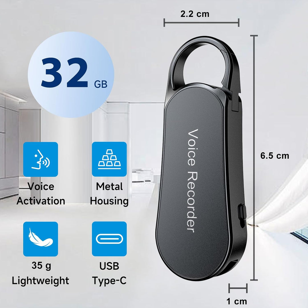 MINI Diktiergerät Digitales, Ponovo V56 1536Kbps HD Aufnahmegerät 32GB | Mini Digitales Diktiergerät
