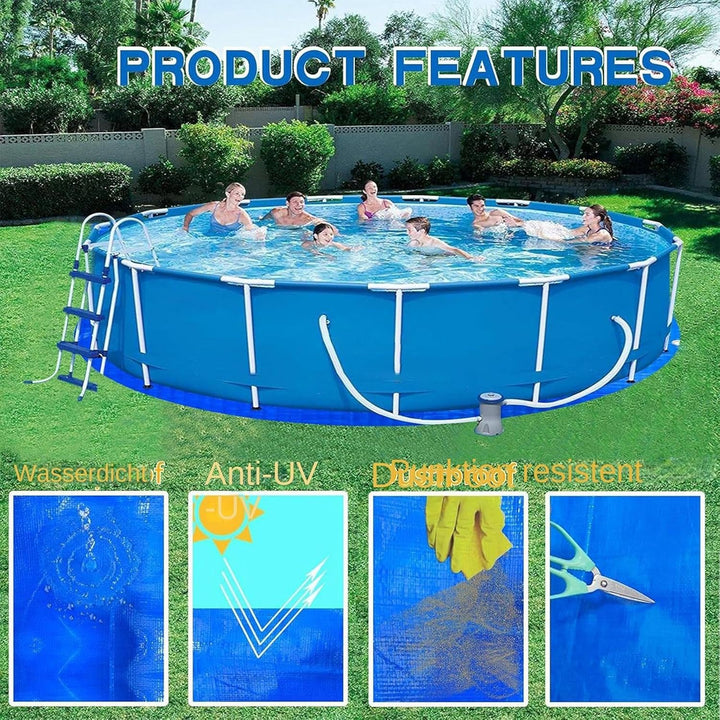Generisch Poolfolie, Poolauflage - Dicke wasserdichte Poolbodenmatte, runde Poolfolien,Outdoor-Pool-