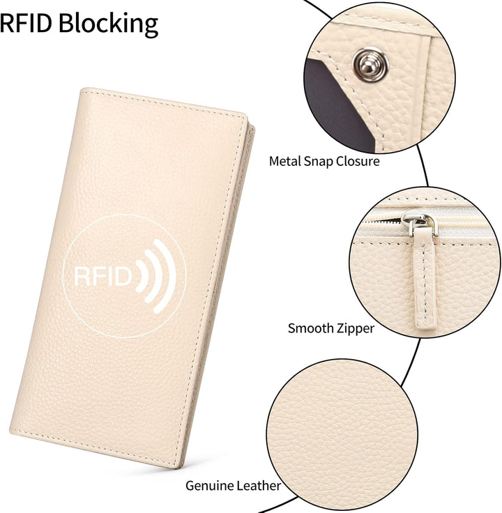 SENDEFN Dünne Geldbörse Damen, Echtes Leder Klein Portemonnaie Damen, RFID Schutz Dünn Clutch für Fr