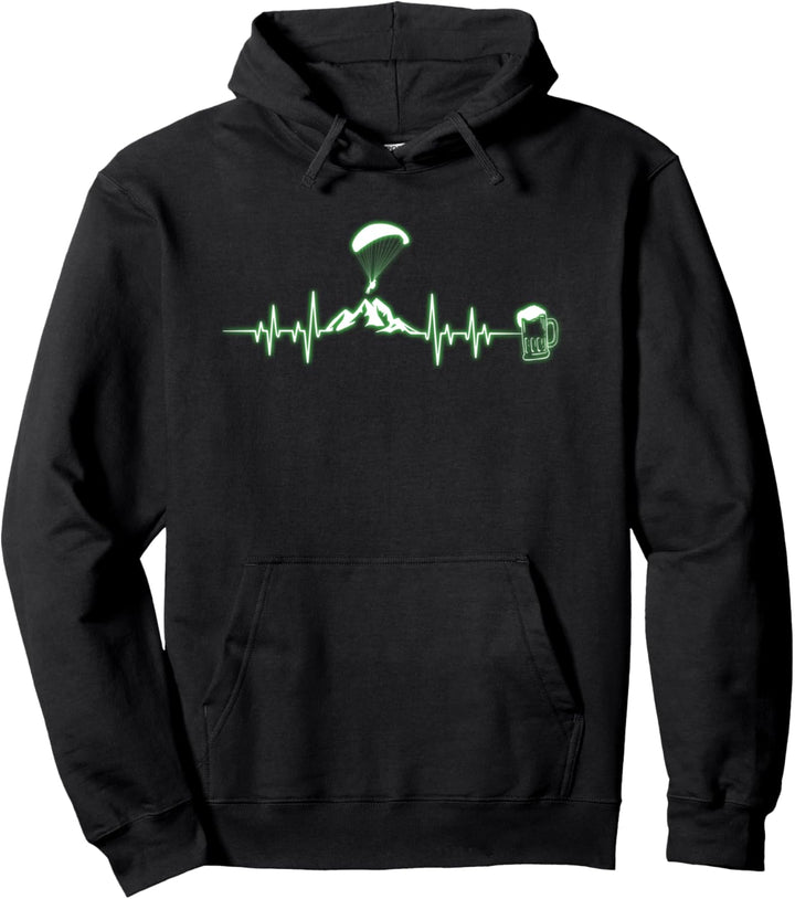 Herzschlag Paragleiter Paragliding Berge Bier Geschenk Pullover Hoodie