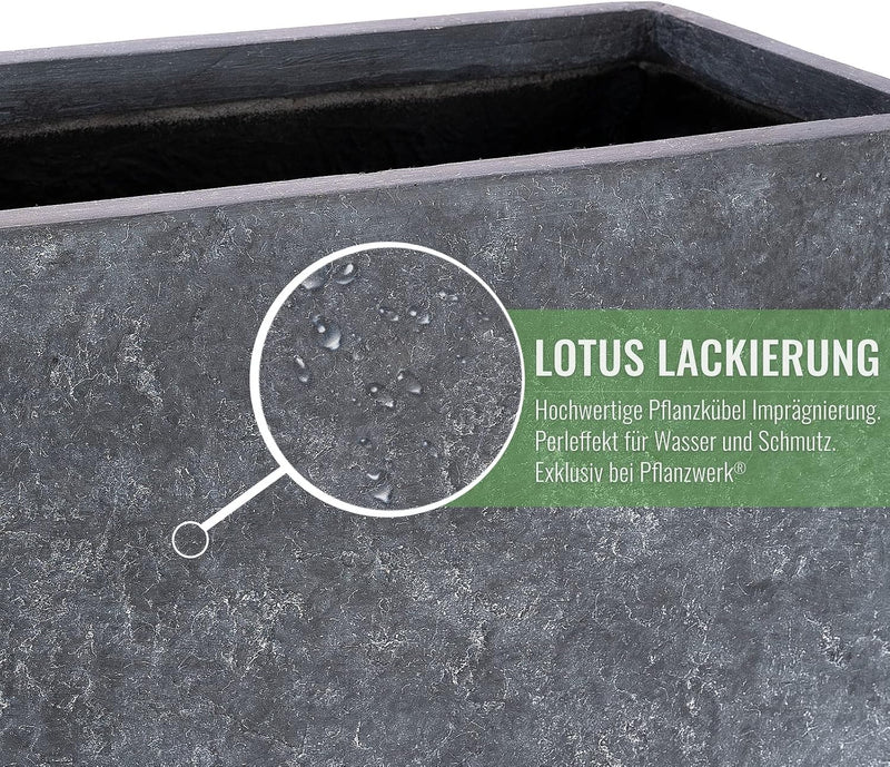 Pflanzwerk® Pflanzkübel Bodenvase Fiberglas Conic Lava ANTHRAZIT 80x40x40cm *Frostbeständige Blumenk