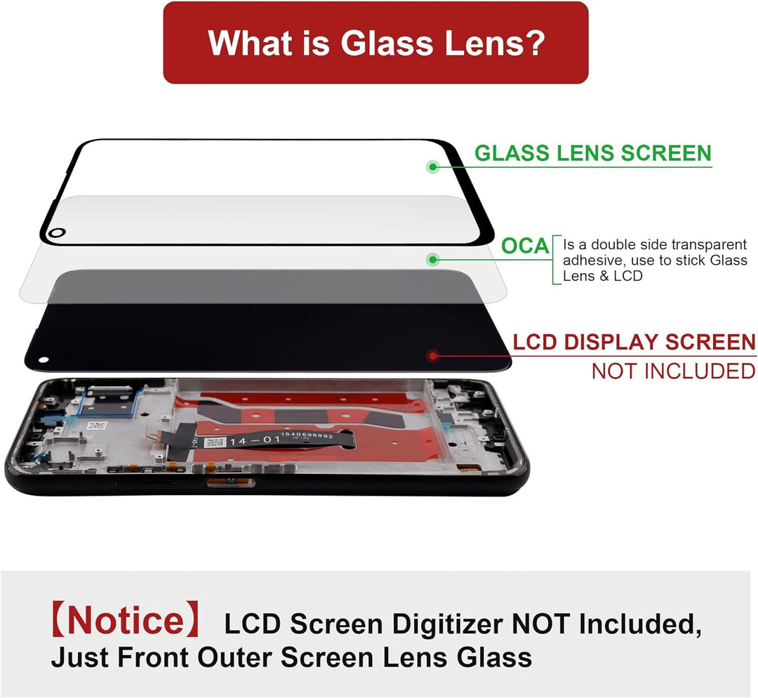 swark Display Glas Frontglas Reparatur Set kompatibel mit Redmi Note 9S M2003J6A1G & Redmi Note 9 Pr