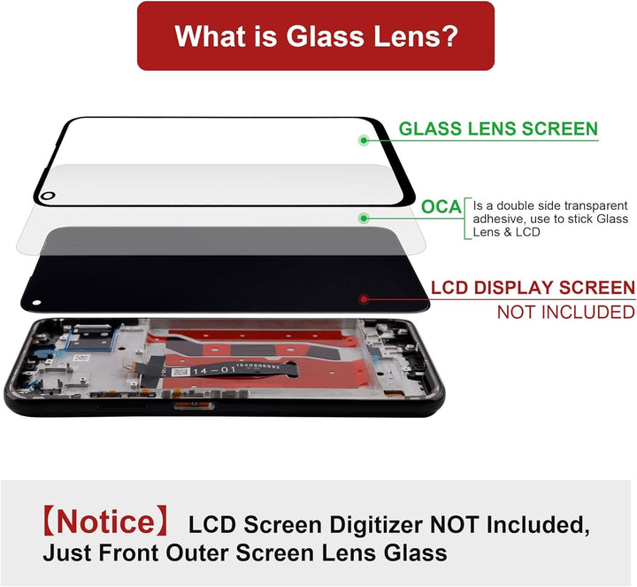 swark Display Glas Frontglas Reparatur Set kompatibel mit Redmi Note 9S M2003J6A1G & Redmi Note 9 Pr