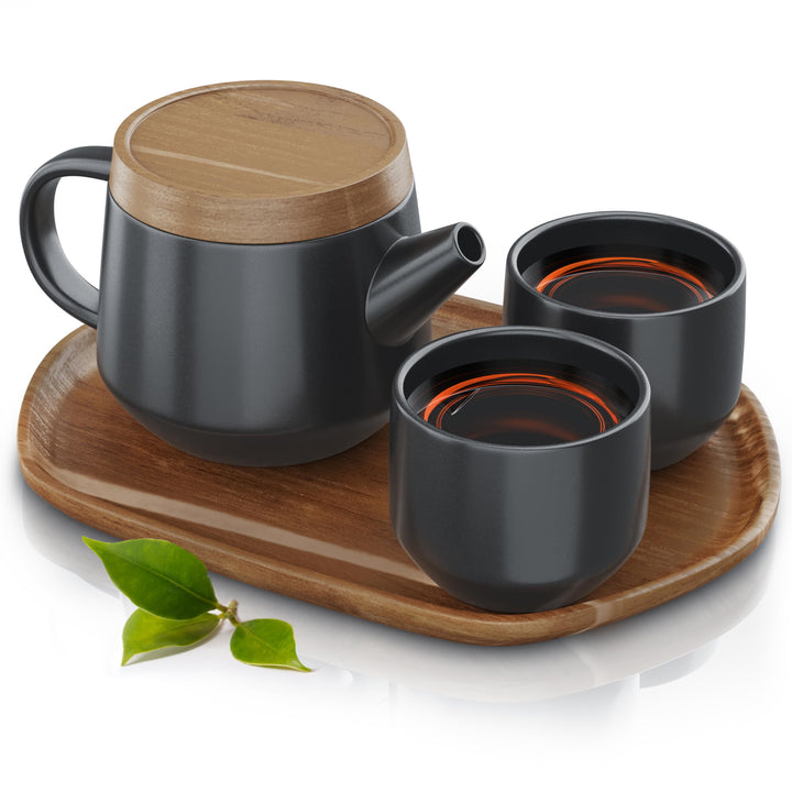 Arendo - Teeservice Set, Keramik Teekannen Set, Teekanne Porzellan, Japanische Teekanne mit Teesieb