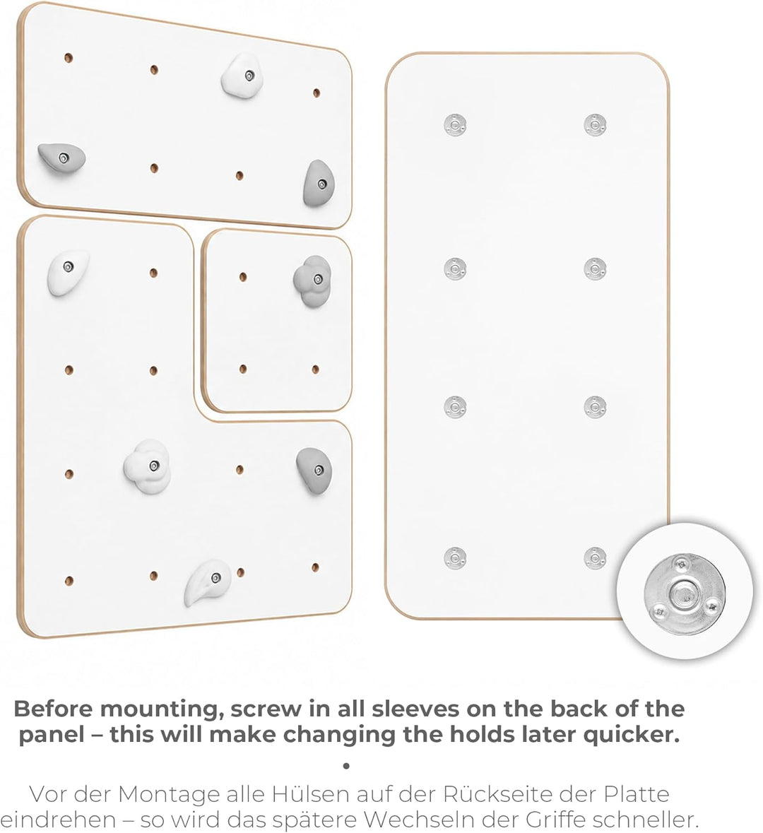 MAMOI® Indoor-Kletterwand mit Griffen, Moderne Kletterwand für das Zimmer, weisse Holzwerkstoffplatt