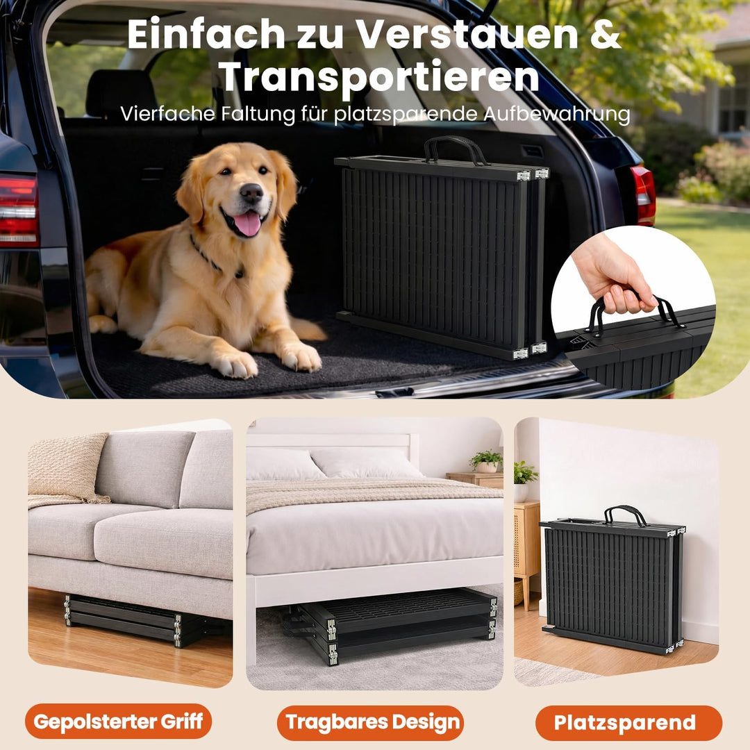 Hundeautorampe 170 x 41 cm,Extralange klappbare Hundetreppe mit Rutschfester Oberfläche, Schwerlast