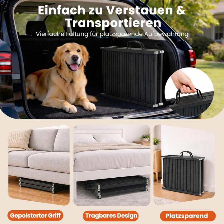 Hundeautorampe 170 x 41 cm,Extralange klappbare Hundetreppe mit Rutschfester Oberfläche, Schwerlast