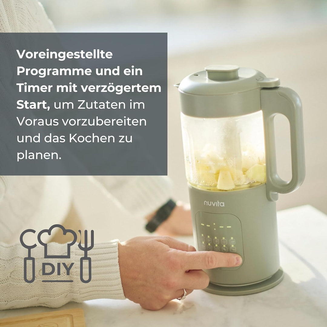 Nuvita Magic Pappa 7-in-1 Multifunktionaler Babynahrungszubereiter – Dämpft, Pürieren, Zerkleinert,