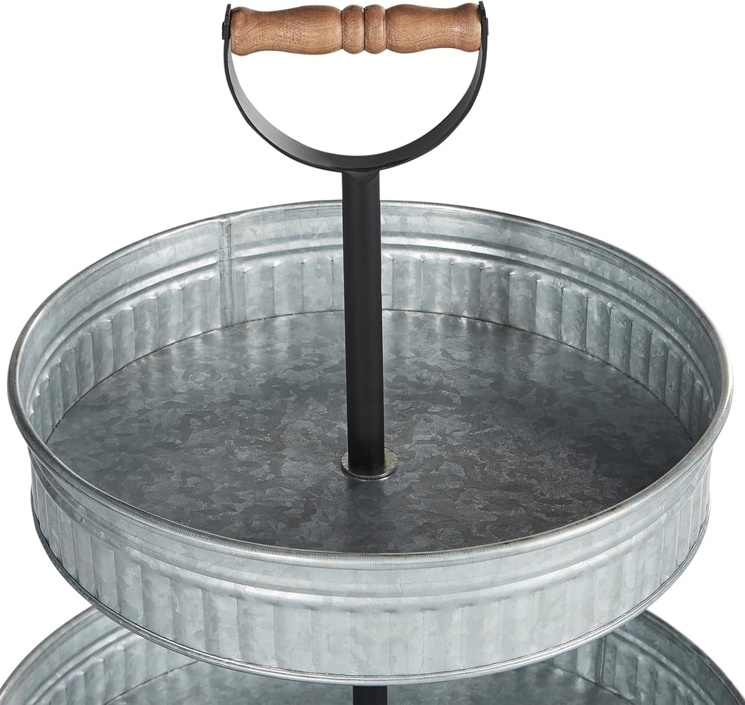 Beliani Etagere aus Eisen Silber 2-stöckig rund 50 cm hoch Dessertständer Kouign