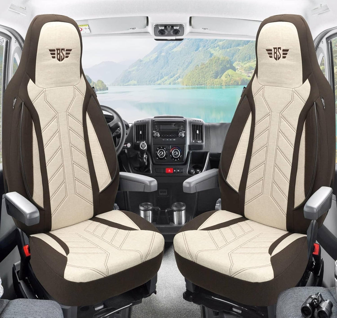 BREMER SITZBEZÜGE Wohnmobil Schonbezüge für FIAT Ducato Jumper Boxer PLKT210 PLKT210 - Braun/Beige,