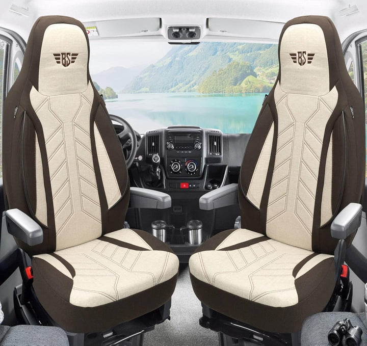 BREMER SITZBEZÜGE Wohnmobil Schonbezüge für FIAT Ducato Jumper Boxer PLKT210 PLKT210 - Braun/Beige,