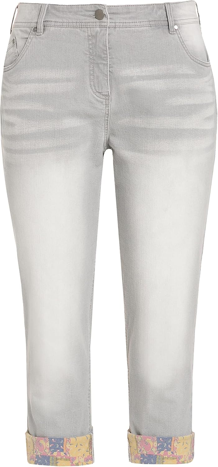 Ulla Popken Damen Jeans 51W / 34L Graubeige, 51W / 34L Graubeige