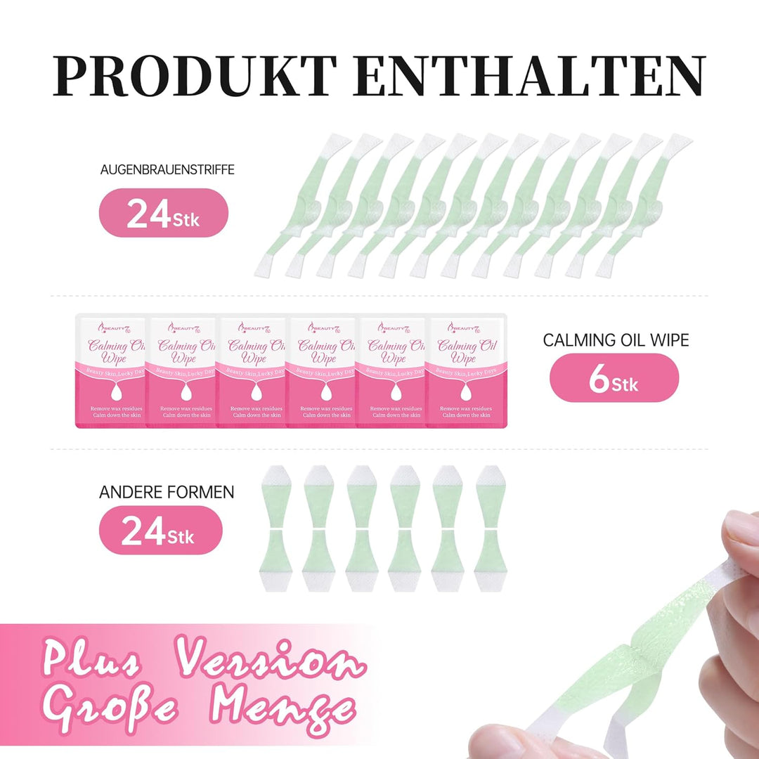Beauty7 Kaltwachsstreifen für Gesicht, 48 Streifen, Enthaarungsstreifen, Augenbrauen und Lippen, nor