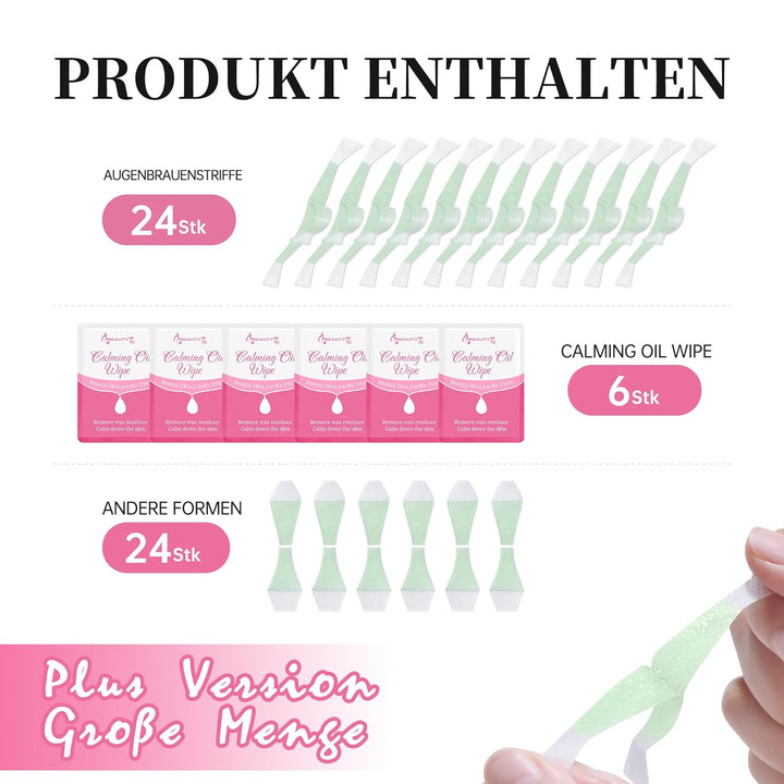 Beauty7 Kaltwachsstreifen für Gesicht, 48 Streifen, Enthaarungsstreifen, Augenbrauen und Lippen, nor