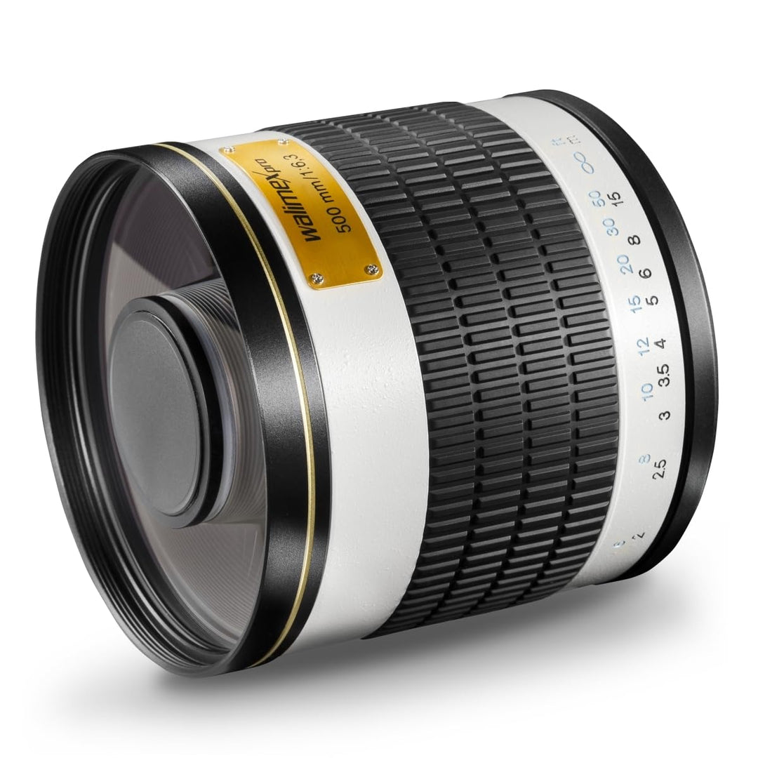 Walimex Pro 500mm 1:6,3 CSC Spiegel-Teleobjektiv für Micro Four Thirds Objektivbajonett weiss (manue