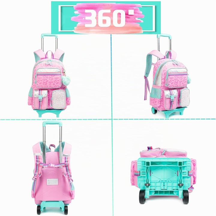 HTgroce Kinder Trolley Rucksack Schultasche Schulranzen Mädchen schultrolleys Schulrucksack Kinderko