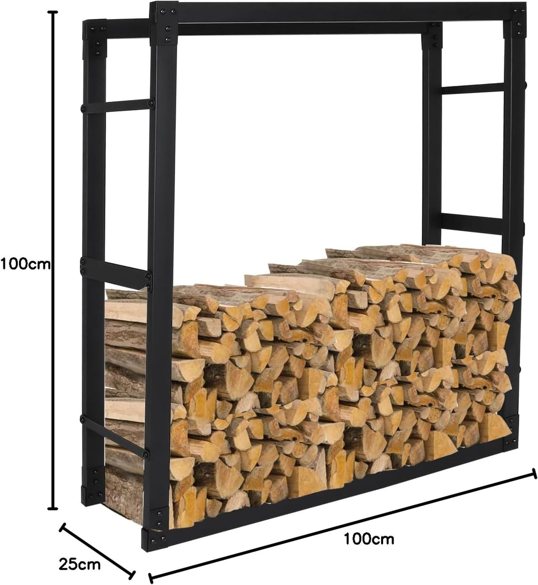 Jopassy Kaminholzregal innen metall 100x25x100CM Brennholzregal für innen aussen, Kaminholzständer,