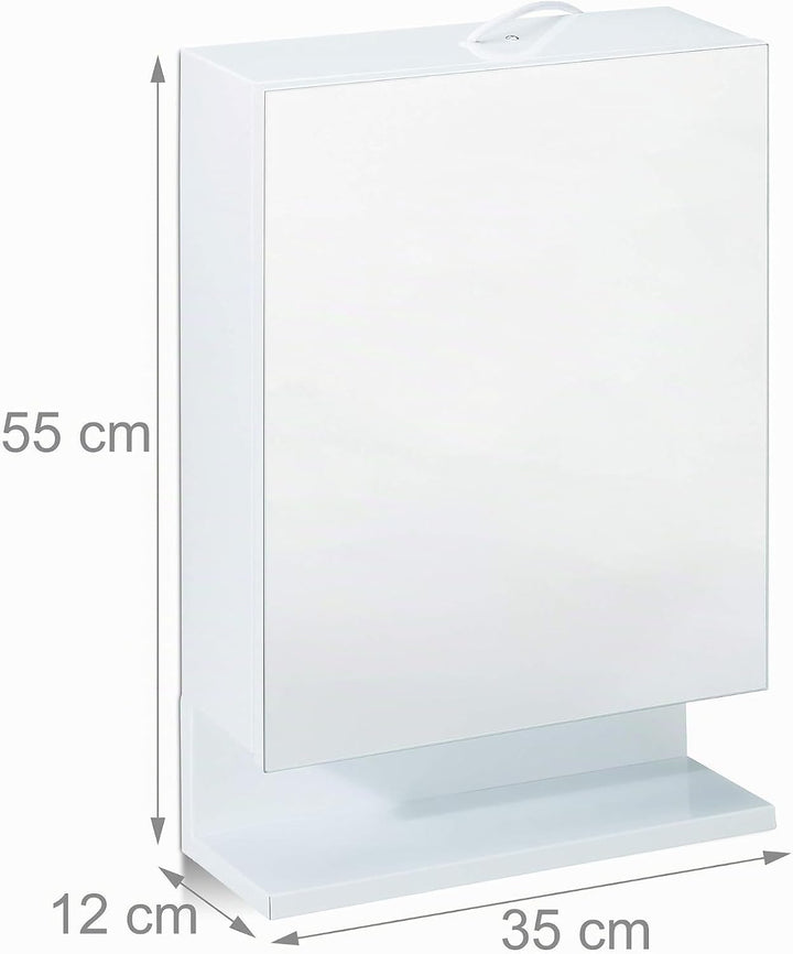 Relaxdays, 1-türig, weiss Badspiegelschrank, Steckdose, Badezimmerschrank, Wandschrank, H x B x T: 5