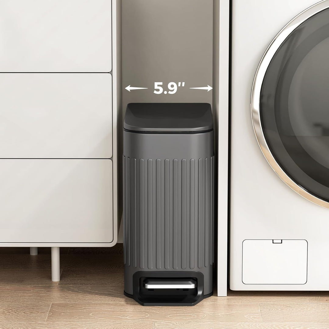 TrashAid Kleiner Mülleimer für Badezimmer mit Deckel Soft Close, 6 Liter Edelstahl Mülleimer mit her