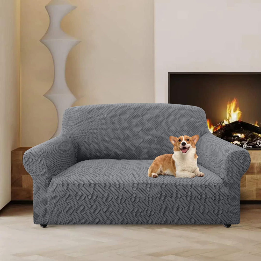 Granbest Stilvolle Rhombus Dicke Sofabezug 2 Sitzer Elastische Modestoffe Couchbezug Loveseat Sofasc