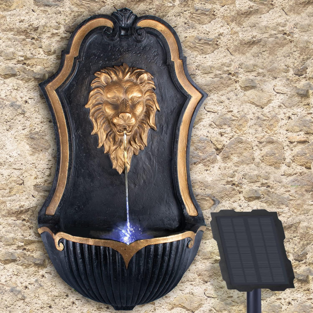 Gartenbrunnen Solarbrunnen Wandbrunnen Brunnen Vogelbad Wasserfall, Gartendeko mit Pumpe, Wasserspie