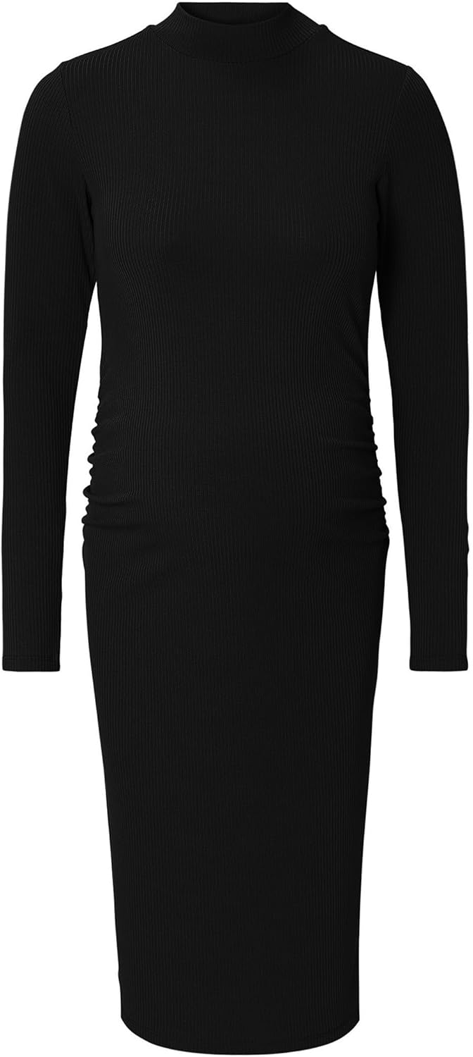 Noppies Damen Aima Rib Dress Ls Kleid S Black - P090, S Black - P090