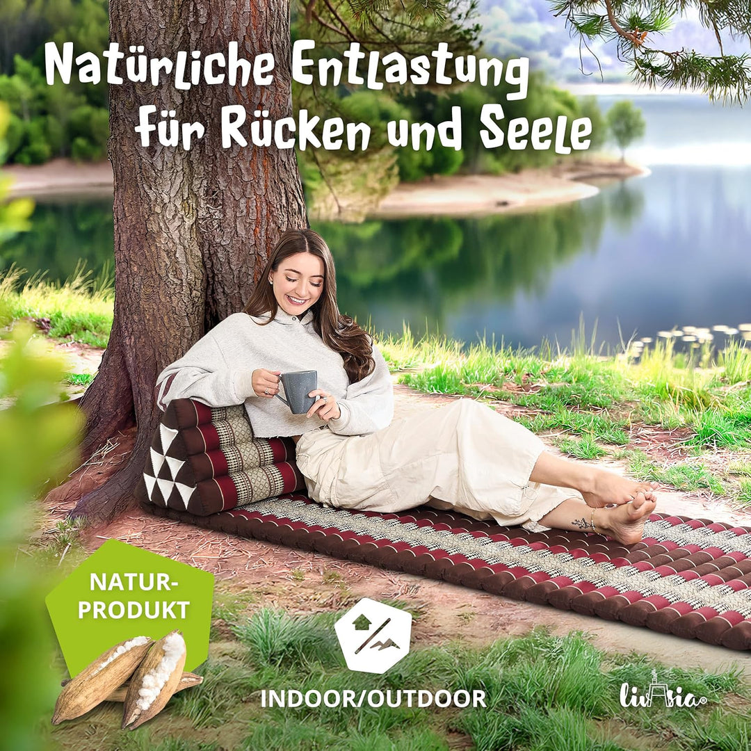 livasia Rückenstützkissen breit für Paare, Dreieckskissen für Garten und Balkon, Keilkissen mit Kapo