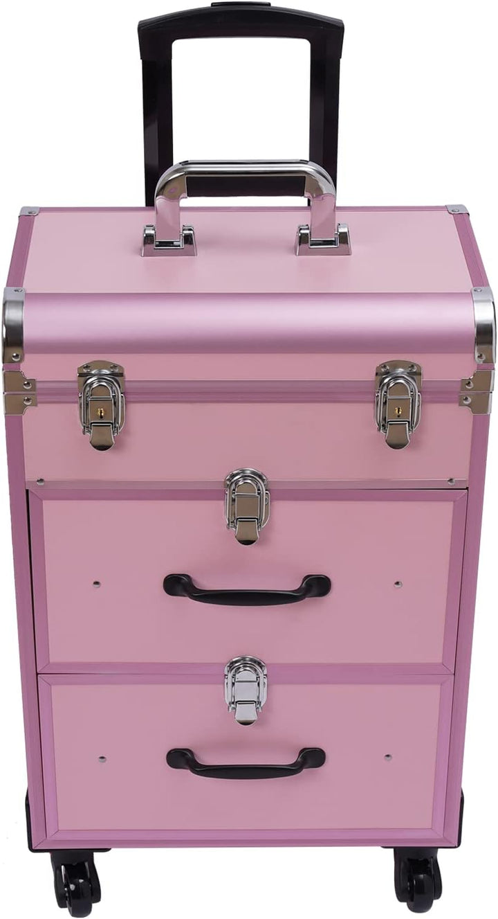 Kosmetikkoffer Trolley, Make Up Koffer Mit 2 Schubladen und 2 Schloss, Friseurkoffer Gross 36x23x58c