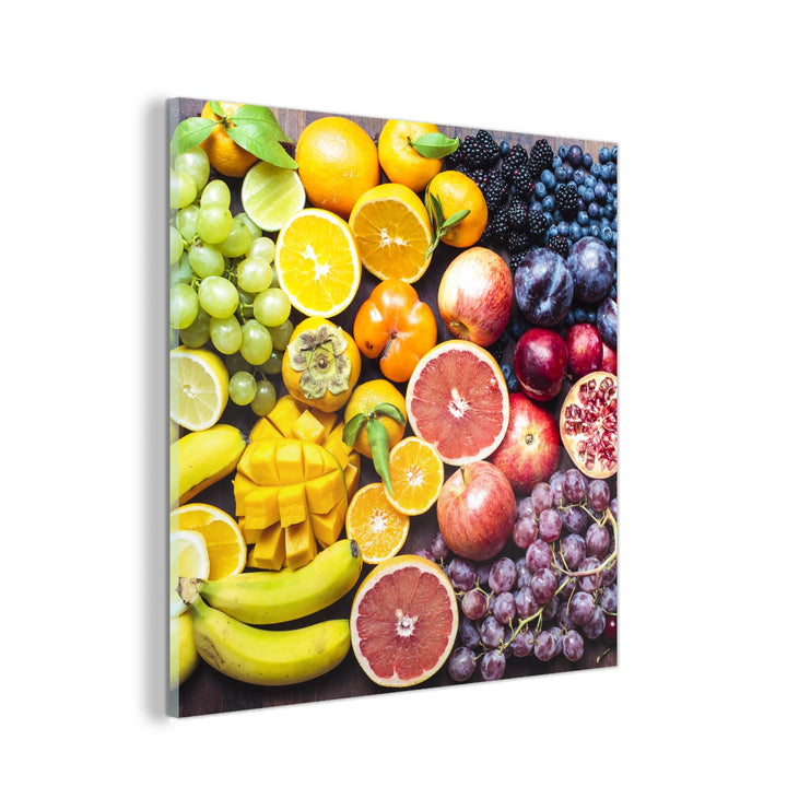 MuchoWow Glasbild Glasfoto Wandbild Bilder Deko 20x20 cm Obst - Regenbogen - Farben, 20x20 cm