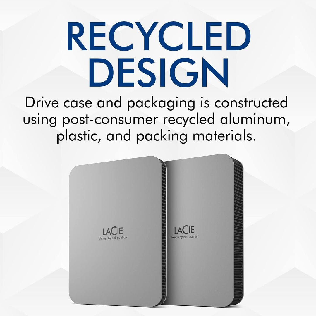 LaCie MOBILE DRIVE V2 Moon 4TB tragbare externe Festplatte, 2.5 Zoll, Mac & PC, silber, inkl. 2 Jahr