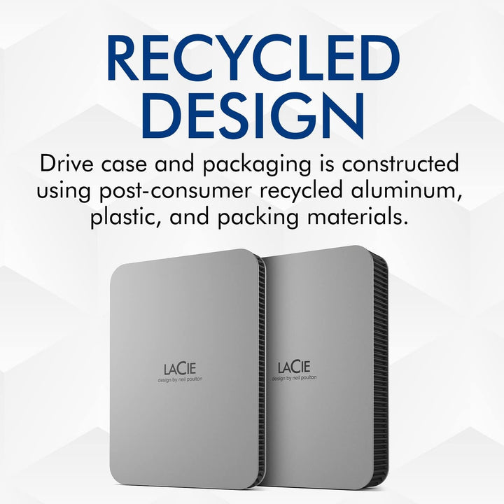 LaCie MOBILE DRIVE V2 Moon 4TB tragbare externe Festplatte, 2.5 Zoll, Mac & PC, silber, inkl. 2 Jahr