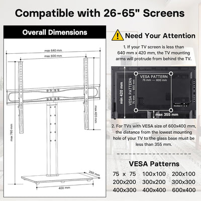 BONTEC TV Standfuss TV Ständer Standfuss für 32-65 Zoll LCD LED OLED Plasma Flach & Curved Fernseher