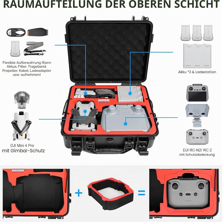 FPVtosky Drohne Mini 4 Pro Zubehör 5-IN-1 Kit, Dual Layer Mini 4 Pro Koffer, Landepad, Lanyard, Bild