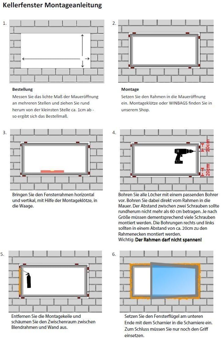 Kellerfenster - Kunststofffenster - Fenster - 3 fach Verglasung - innen Weiss/aussen anthrazit - BxH