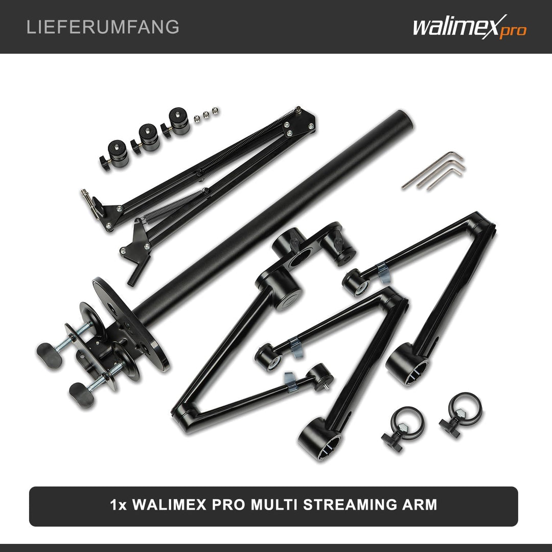 Walimex pro Flexibles Mikrofon Boom Arm Tischstativ Ständer zur Befestigung von Kamera, LED bis 2kg